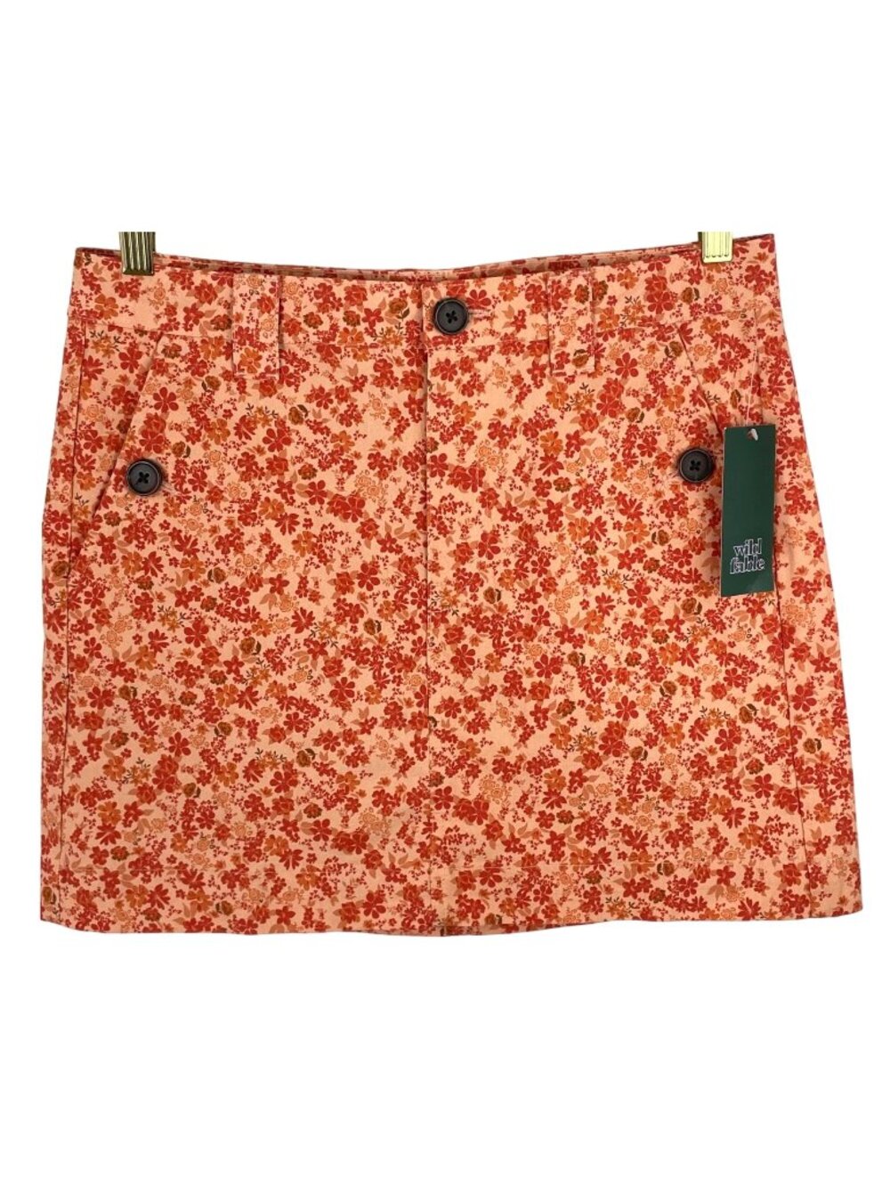 Wild Fable Womens Size 4 Orange Floral Chino Button Front Skirt